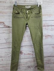 Maison Scotch Olive Green La Parisienne Zip-La-Luna Skinny Women's Jeans Size 26