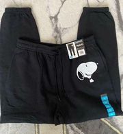 Snoopy Crocheted Black Sweatpants