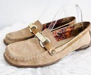 Anne Klein Cailley Light Brown Suede Leather Slip On Flats Loafers ~ Size 8.5M