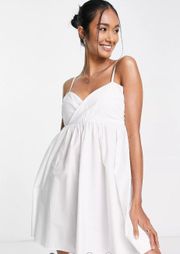 DESIGN babydoll mini sundress in white