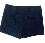 Cynthia Rowley navy blue flower eyelet shorts 6