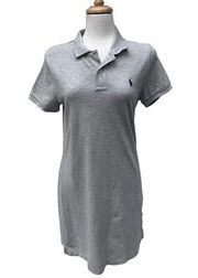 Polo Ralph Lauren Dress The Mesh Mini Gray Short Collar Cotton Size