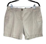 J. McLaughlin Cotton Canvas Shorts Flat Front 2 Pockets Belt Loops 10 Tan #1413