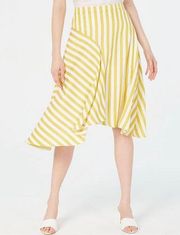 Striped Midi Skirt Yellow Size Large