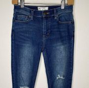 Free People  Great Heights Distressed Skinny Crop Jeans Frayed Hem, size 25