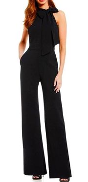 NWT Sleeveless Bow Tie Mock Neck Jumpsuit Size 0P