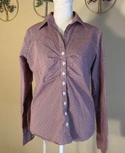 Van Heusen Stretch Berry and White Pin Check Pattern Long Sleeve Button Down S