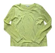 Cabi Split-Back Lightweight Mesh Neon Green Sweater M