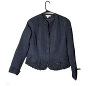 Coldwater Creek Black Beaded Embellished Peplum Jacket 12 petite