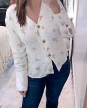 Something Navy button down Floral top size small