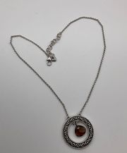 BRIGHTON CRYSTAL BALL TOPAZ BROWN FILIGREE CIRCLE PENDANT