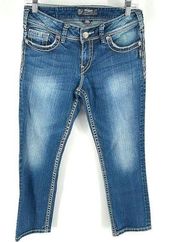 Silver Suki Capri blue jeans denim western stitching embroidery EUC 28 cowgirl