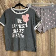 Disney Gray Pink Happiest Snacks on Earth Ice Cream Size XL/L Shirt & Short Set