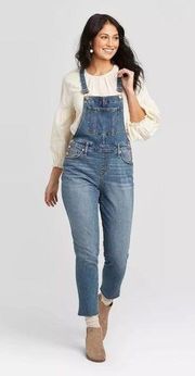 Universal Thread High-Rise Raw Hem Taper Denim Cropped Overalls Size 2