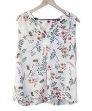 WOMEN'S𝅺 St. Tropez White Floral V-Neck Sleeveless Blouse