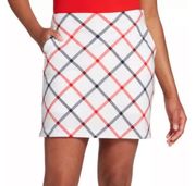 🆕 Lady Hagen plaid golf skort white blue red stretchy pockets size 16