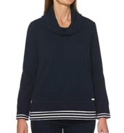 NWT Rafaella Navy Cowl Neck Long Sleeve Top