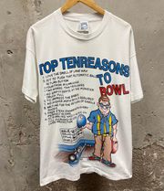 FREEZE Top 10 Reasons To Bowl White Large Graphic Single Stitch T-Shirt Large