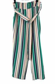 J.O.A. Striped High Waist Cropped Wide Leg Pants