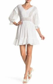 Love Sam White Eyelet Vivienne Eyelet Embroidery Mini Dress