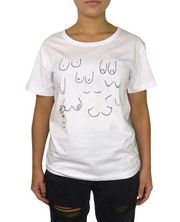 Love Your Boobies Breast White Graphic T-Shirt Small