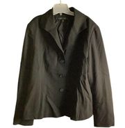 Lafayette 148 New York Womens Black Single Breasted Ventless Coat Blazer Size 10