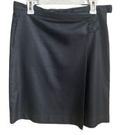 Lands End Skirt Womens Small Black Side Button & Zip . Pocket Polyester Blend-