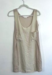 Chloé Silk Cashmere Sleeveless Front Pocket Mini Dress Neutral Beige Cream Small