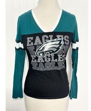 NFL Team Apparel Philadelphia Eagles Screen Print T Shirt Green Black Medium