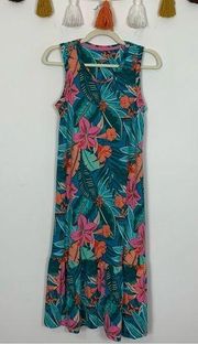 NWT Cuddl Duds Tropical Floral Print Midi Dress Size XS