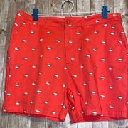 Women's Caribbean Joe Cotton Coral Whale Printed Bermuda Shorts Size 14 Preppy