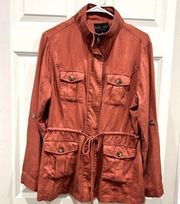 Black Label by C’est Toi Rust Tencel Utility Jacket size Large