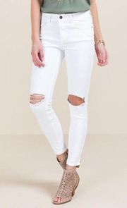 Harper White Knee Slit Jeans Skinny Leg Fit Mid Rise Distressed 25