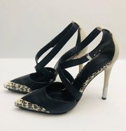 Vero Cuoio  Brandon leather heels stiletto metal high heel 8.5 EUC