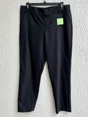 Alice + Olivia High Rise Flat Front Crop Straight Leg Pants Black Womens Size 10