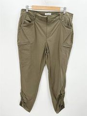 Orvis Brown Hidden Fly Ruched Ankle Nylon Blend Pants Women's Size 18