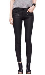 NEW Ann Taylor coated wax super skinny curvy fit black jeans, women size CURVY 4