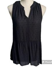 Zac & Rachel Black Swiss Dot Lightweight Sleeveless Blouse Women’s Size Small