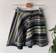 Vintage Identity By Lord & Taylor Wool Striped Button Knit Mini Skirt