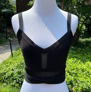 Bebe Black Body Con Mesh Crop Top