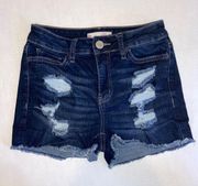 Juniors size 3 26 SO high rise stretch shortie shorts distressed