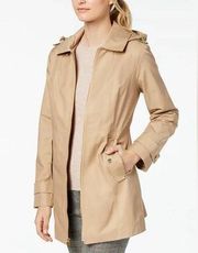 Michael Kors Women’s Removable Hooded Raincoat Taupe Large