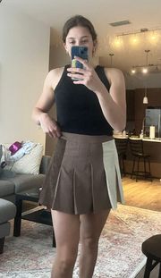 Brown Pleated Skirt 