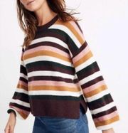 Madewell | Payton Striped Balloon Sleeve Sweater in Coziest Yarn Size Medium
