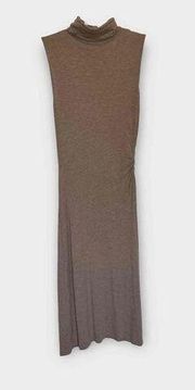 Diane Von Furstenberg Womens Taupe Sleeveless Asymmetrical Turtleneck Dress XS