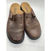 Clarks Brown Mules Clogs Made in Brazil Comfort Flat Business Size 9M