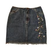 Liz Claiborne Liz Wear Embroidered Denim Floral Skirt Womens Size 12