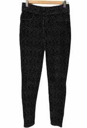 Khakis & Company Women’s Herringbone Black & Gray Printed Corduroy Cozy Pants