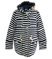 Levi's Trekking Parka Striped Hooded Jacket Nautical Canvas Navy/White Large NWT