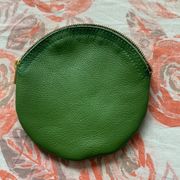 Leather coin purse carry all pouch round shape